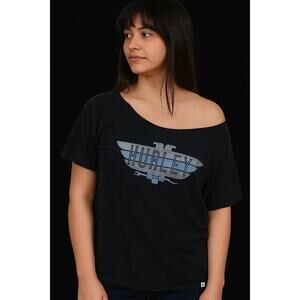 Hurley Women's Black Scoop Neck Low Cut T-Shirt - Size - Lg